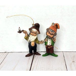Vintage Macau Elf Gnome Pixie Dwarf Christmas Ornament Plastic MCM 3"